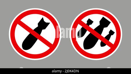 Forbidding sign and aerial bombs. Signs and symbols Stock Vector