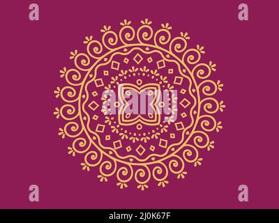 luxury ornamental mandala background design.Round gradient mandala isolated background. Vector boho mandala in luxury golden and pink colors. Stock Vector