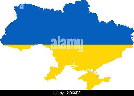 Vector map of Ukraine in the colors of the Ukrainian flag. Isolated щт white background. Stock Vector