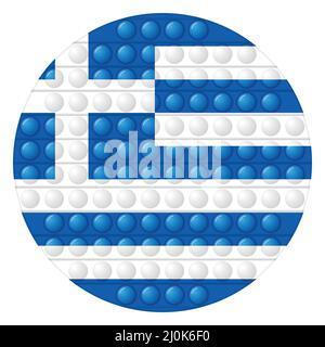 Glass light ball with flag of Greece. Round sphere, template icon. Greek national symbol. Glossy realistic ball, 3D vector illustration. Trendy Stock Vector