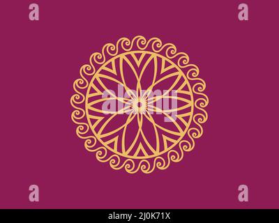 luxury ornamental mandala background design.Round gradient mandala isolated background. Vector boho mandala in luxury golden and pink colors. Stock Vector
