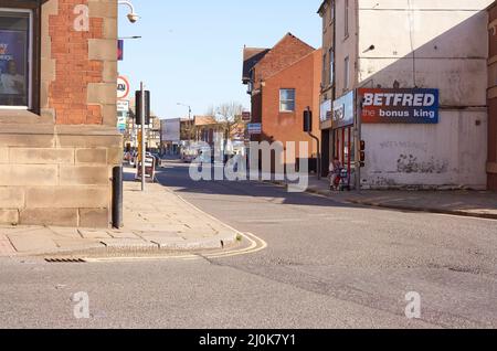 Main road junction in Alfreton, Derbyshire, UK Stock Photo