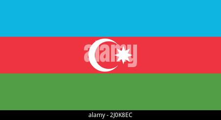 Azerbaijan National Flag Vector Illustration as EPS. The national flag of the Republic of Azerbaijan (Azerbaijani: Azərbaycan bayrağı) is a horizontal Stock Vector