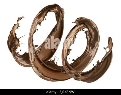 Chocolate splash isolated on white background Stock Photo