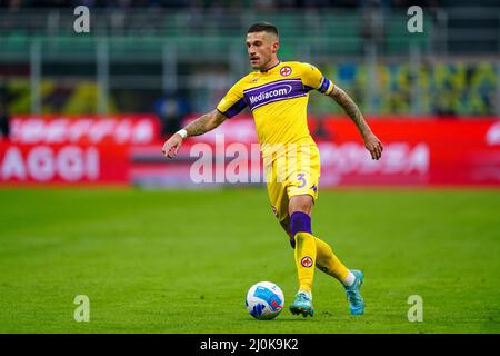 Cristiano Biraghi (ACF Fiorentina) during the Italian championship Serie A football match between FC Internazionale and ACF Fiorentina on March 19, 2022 at Giuseppe Meazza stadium in Milan, Italy - Photo Morgese-Rossini / DPPI Stock Photo