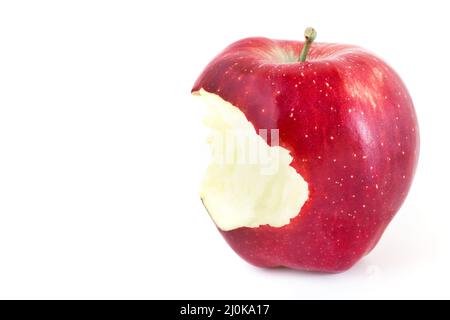 Red bitten apple Stock Photo