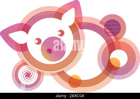 Fat pig pork design element. Pig cloud Stock Vector