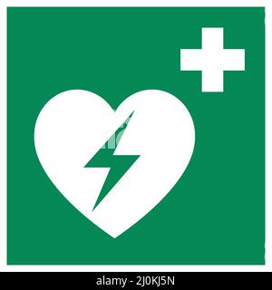 ISO 7010 E010 – Automated external heart defibrillator sign Stock Vector