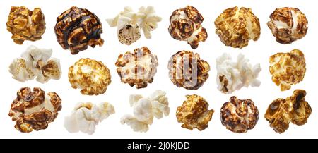 Popcorn collection isolated on white background Stock Photo