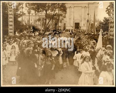 Celebration for the Centennial of the San José de Flores church in 1906. Flores Neighborhood, Buenos Aires, Argentina. Stock Photo