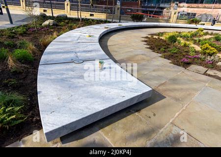 The Glade of Light Memorial Garden, Manchester, England, UK.  Commemorates the 22 victims of the Manchester Arena terrorist bombing of May 2017. Stock Photo