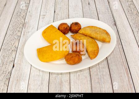 The empanadilla is a type of cake that can be considered a variant of the empanada. It is usually made with a dough filled with minced meat and other Stock Photo