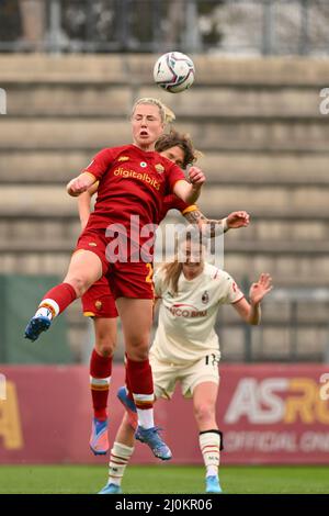 Rome, Italy. 19th Mar, 2022. Sophie Román Haug of A.S. Roma during the 17th day of the Serie A Championship between A.S. Roma Women and A.C. Milan at the stadio Tre Fontane on 19th of March, 2022 in Rome, Italy. (Photo by Domenico Cippitelli/Pacific Press) Credit: Pacific Press Media Production Corp./Alamy Live News Stock Photo