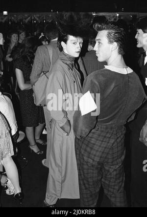 Steve Strange and Martin Kemp at the new nightclub Stringfellows in Covent Garden, London. 1st August 1980. Stock Photo