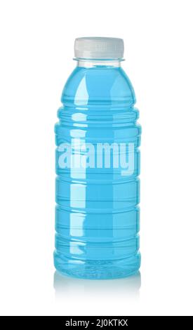 Plastic bottle of blue sweet water Stock Photo