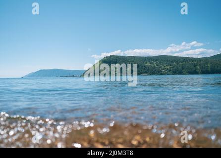 Picturesque view of Lake Baikal in southern Siberia, Russia. Baikal lake summer landscape view. Stock Photo