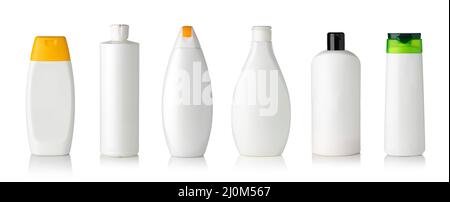 Plastic Shampoo Bottles Stock Photo
