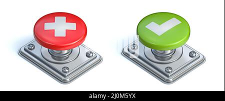 Red and green vintage buttons 3D Stock Photo