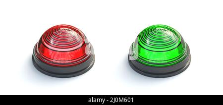 Red and green light buttons 3D Stock Photo