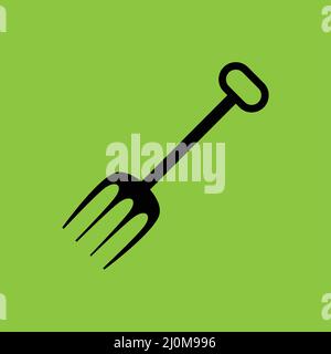 Rake icon isolated on green background.  Stock Vector