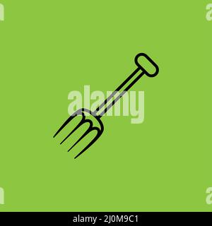 Rake icon isolated on green background.  Stock Vector