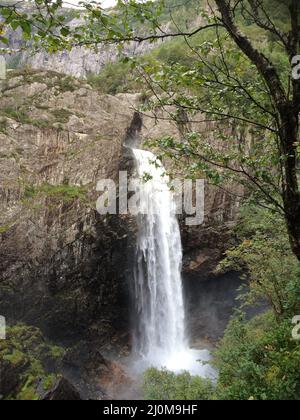 Giant waterfall in Norway, Månafossen Stock Photo