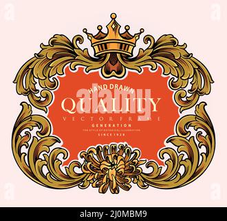 Luxury crown badge vintage ornament vector illustrations for your work logo, merchandise t-shirt, stickers and label designs, poster, greeting cards Stock Vector