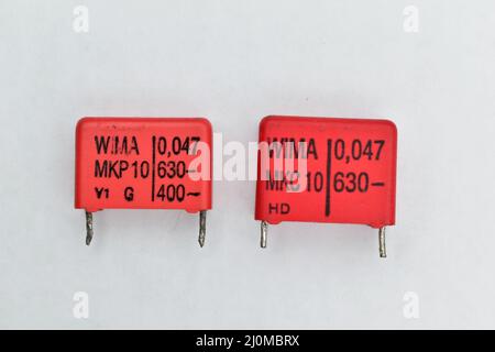 Audio grade wima capacitors Stock Photo