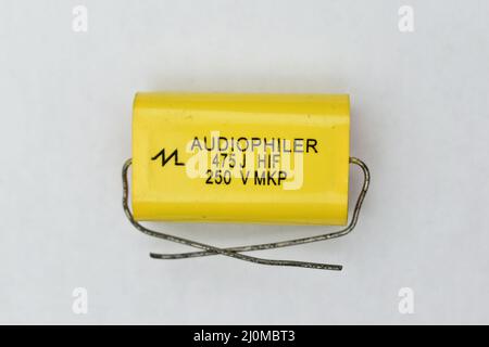 audio grade film capacitors Stock Photo