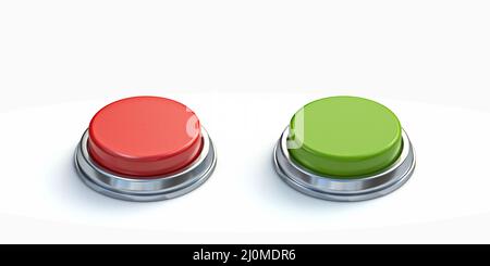 Red and green buttons made of metal and plastic 3D Stock Photo