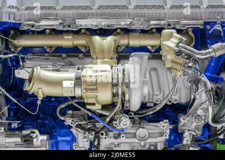 Diesel engine. Modern technologies for production of internal combustion engines. Stock Photo