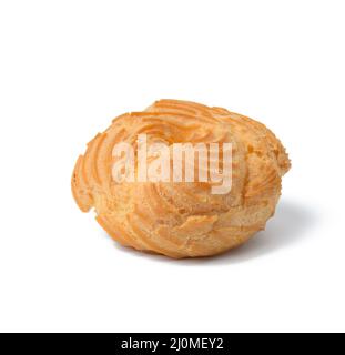 Baked round eclair on white background Stock Photo