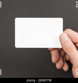 Hand holding business card Stock Photo