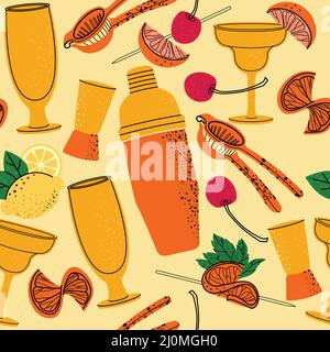 Vector bartender equipment seamless pattern.  Stock Vector