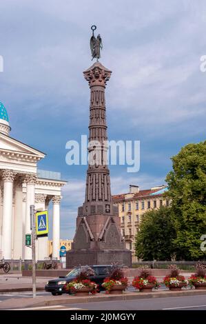 Column of Glory in honor of the exploits of the Russian troops who won the Russo-Turkish war of 1877-1878. Saint Petersburg, Russia Stock Photo