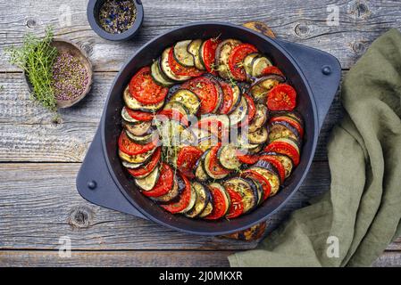 Modern style traditional French ratatouille with tomatoes Stock Photo