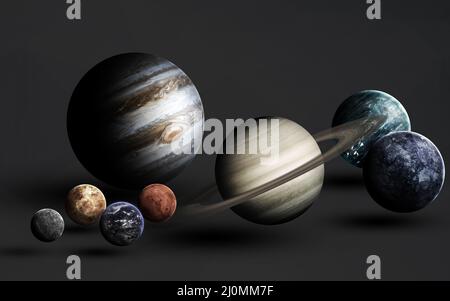 High resolution beautiful art presents planets of the solar system. Minimalistic style art on grey background. This image elements furnished by NASA Stock Photo