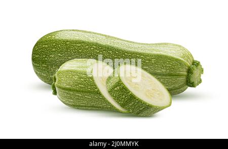 Fresh sliced zucchini isolated on white background Stock Photo