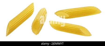 Penne rigate pasta isolated on white background Stock Photo