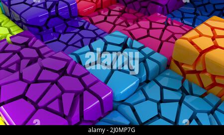 Fractured surface of cubic shapes Stock Photo