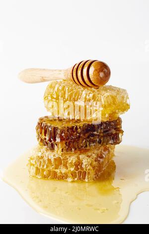 Front view dipper honeycombs Stock Photo