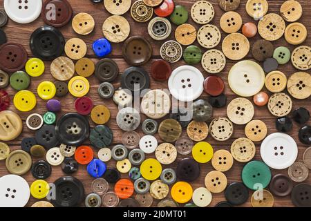 Full frame view many colorful buttons Stock Photo