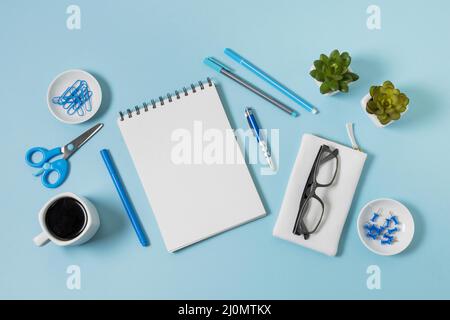 Flat lay workspace arrangement Stock Photo