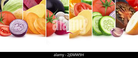 Collage made of fresh vegetables, healthy food pattern Stock Photo