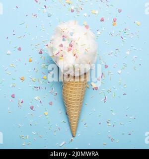 Close up view cotton candy ice cream cone Stock Photo