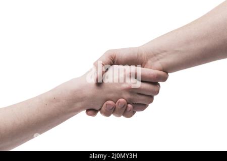 Crop hands grasping white Stock Photo