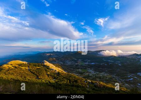 Lovcen Mountains National park at sunset - Montenegro Stock Photo