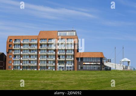 Hotel at the green beach, Schillig, Wangerland, East Frisia, Lower saxony, Germany, Europe Stock Photo