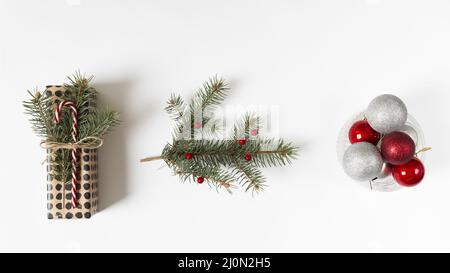 Christmas gift traditional decorations row Stock Photo