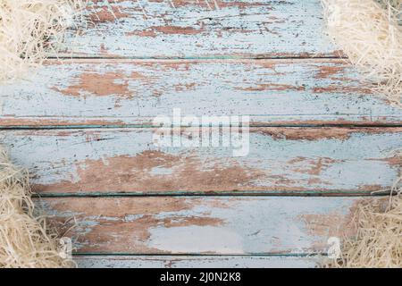 Decorative straw wooden table Stock Photo